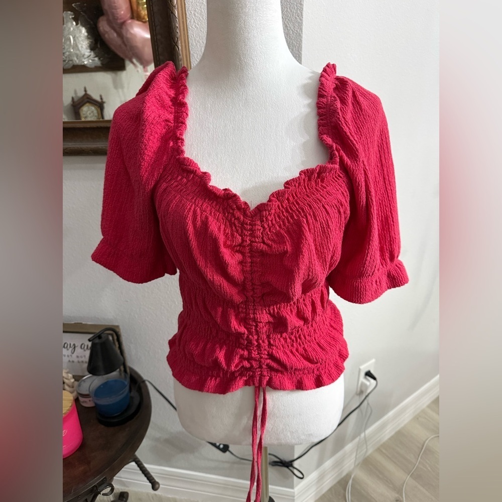 Pilcro Fuchsia Ruched Blouse